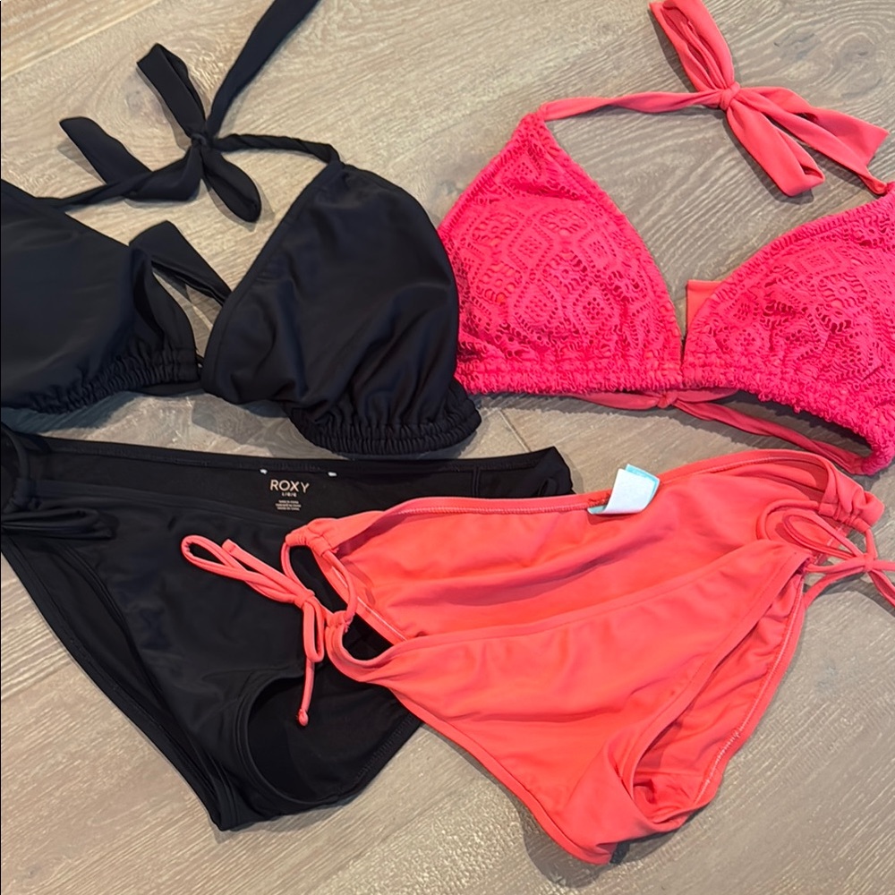 Roxy Black and Coral Bikini Collection